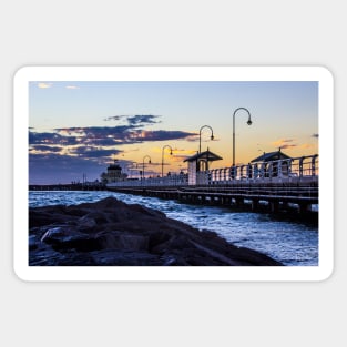 The sunset at StKilda Pier, StKilda, Victoria, Australia. Sticker